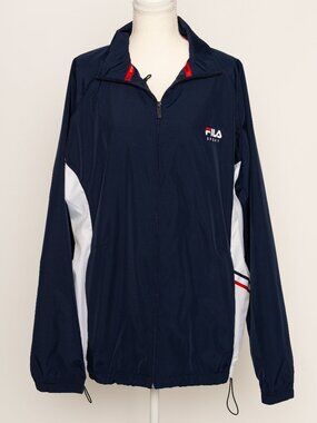 Fila Sport Y2K 90s Lightweight Windbreaker Jacket Lined Blue Large Lightweight